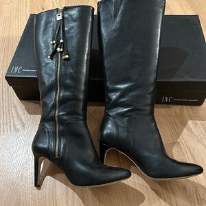 Black Leather heeled boots